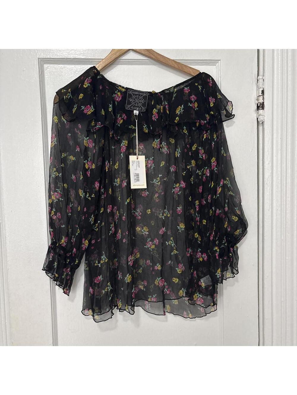 Johnny Was Women's Black and Multi Blous